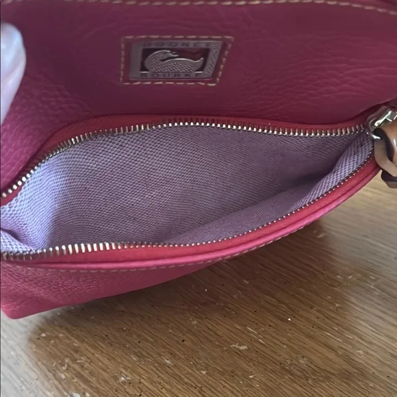 Dooney & Bourke Fuchsia Pink & Brown Leather Convertible Shoulder Crossbody Bag - Picture 14 of 16